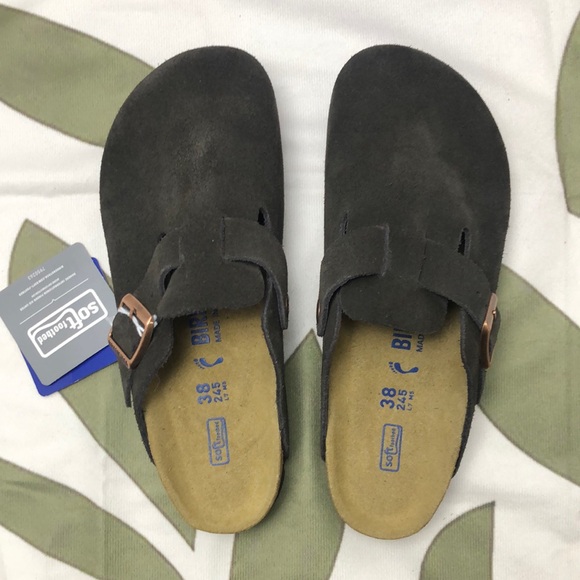 NWT Women's Mocha Suede Birkenstock Boston Shoes - Narrow Fit - Picture 2 of 8